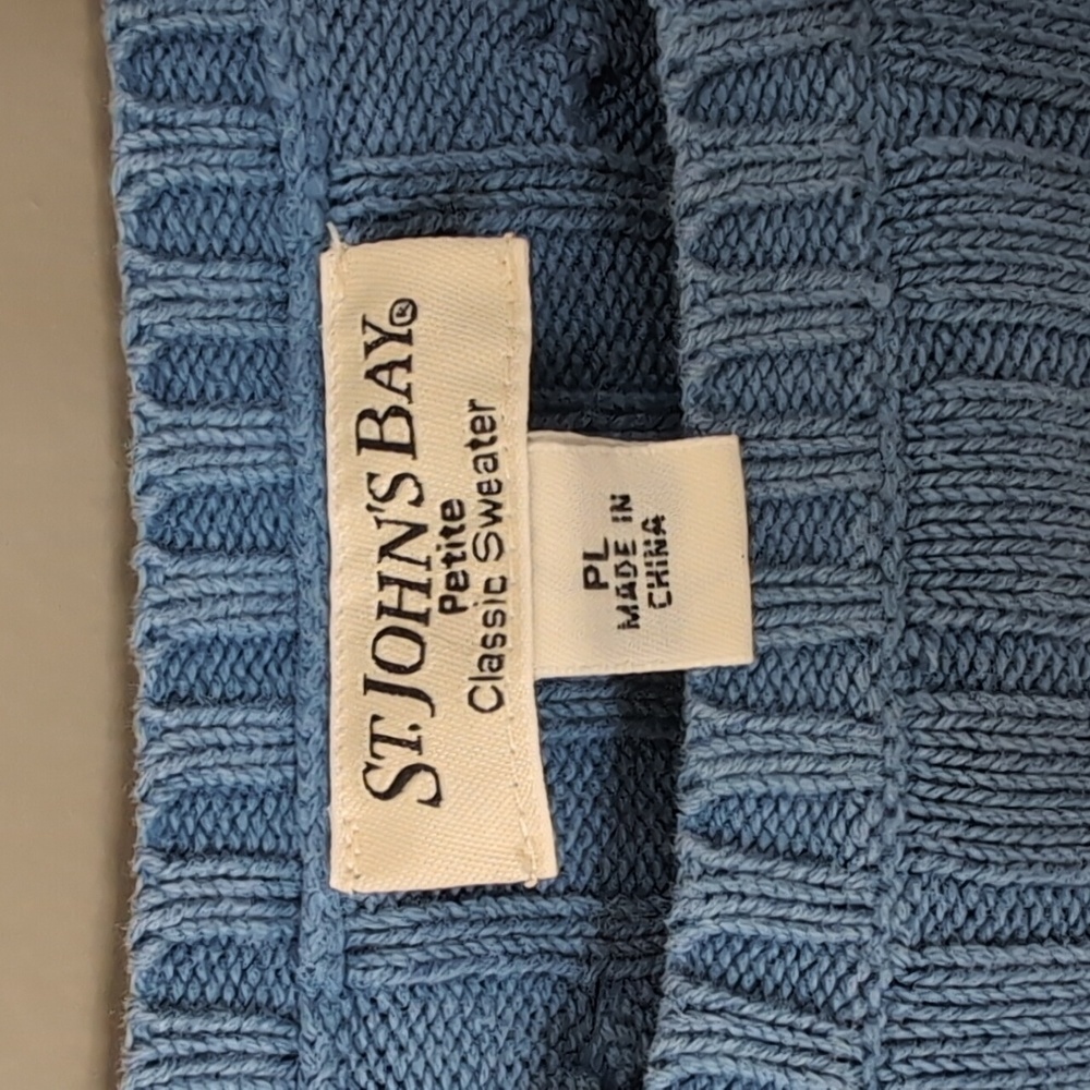 St. John's Bay Blue Cable Knit Cotton Sweater - Picture 3 of 5
